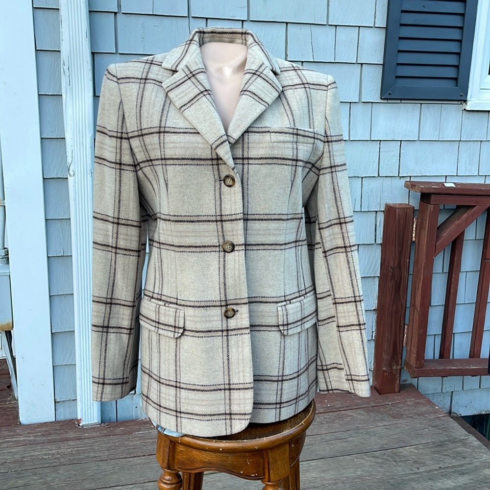 - L.L. Bean Wool/Cashmere Plaid Size 6 Reg Lined Blazer - Like New